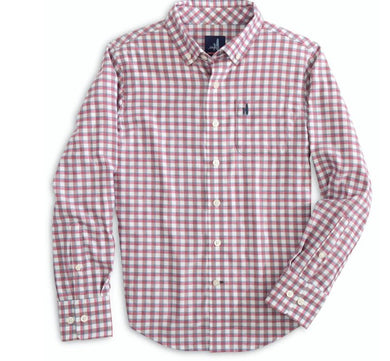 Red and beige checkered sport shirt