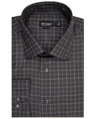 St. Croix Merino Wool Windowpane Grid Shirt (Contemporary Fit)