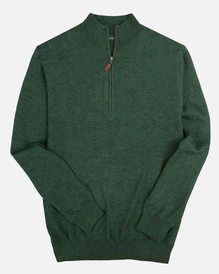 Fine Italian Merino Wool Quarter Zip Sweater | Pine