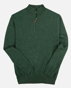 Fine Italian Merino Wool Quarter Zip Sweater | Pine