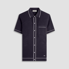 Bugatchi Textured Geometric Short-Sleeve Knit Shirt (Navy)