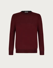 Canali  Burgundy & Anthracite Merino Wool Crew Sweater