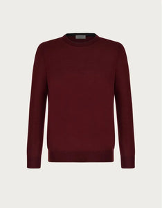 Canali  Burgundy & Anthracite Merino Wool Crew Sweater