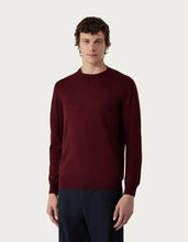 Canali  Burgundy & Anthracite Merino Wool Crew Sweater