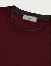 Canali  Burgundy & Anthracite Merino Wool Crew Sweater