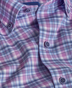 David Donahue Berry & Blue Check Twill Shirt