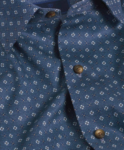 David Donahue Blue Geometric Print Shirt