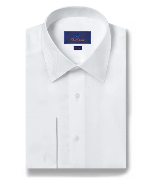 David Donahue Dobby Weave French Cuff Trim Formal Shirt