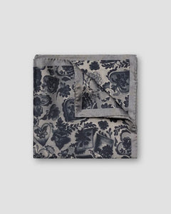 Eton Dark Blue Floral Silk Pocket Square