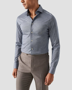 Eton Blue Filo di Scozia Oxford (Contemporary Fit)