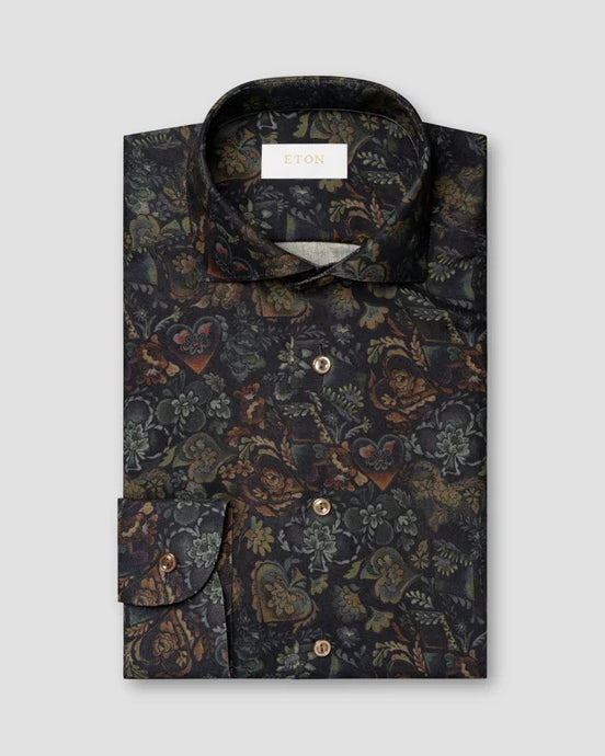 black floral shirt