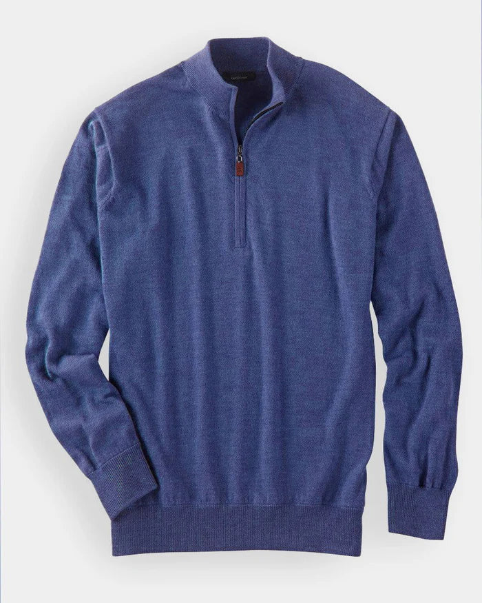 Turtleson Italian Merino Quarter-Zip Sweater (Marine)