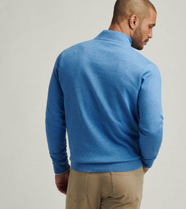 Peter Millar Coolspun Cotton Quarter-Zip Sweater (Blue Poppy)