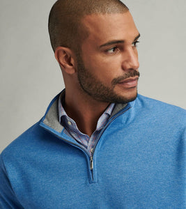 Peter Millar Coolspun Cotton Quarter-Zip Sweater (Blue Poppy)