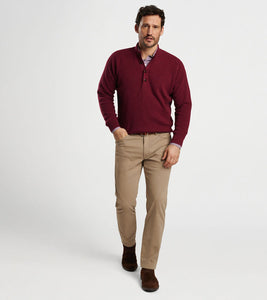 Peter Millar Ruxton Rib Button Mock Sweater (Currant)