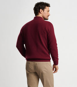 Peter Millar Ruxton Rib Button Mock Sweater (Currant)