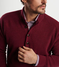 Peter Millar Ruxton Rib Button Mock Sweater (Currant)