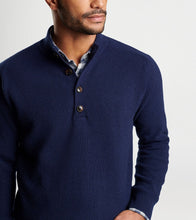 Peter Millar Ruxton Rib Button Mock Sweater (Navy)