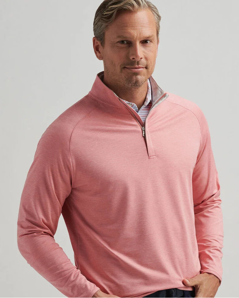 Peter Millar Stealth Performance Quarter-Zip (Pink Crepe)