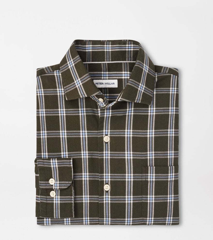 Peter Millar Vernon Flannelite Cotton-Stretch Sport Shirt (Dark Olive)