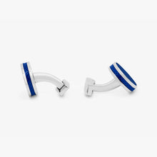 TATEOSSIAN Palladium Plated Tablet Ice Cufflinks With Blue Enamel