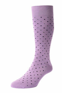 Pantherella Needham Spotted Sea Island Cotton Sock (Lilac)