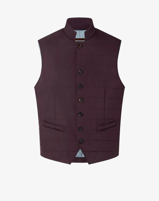 Corneliani Burgundy Quilted Poplin Waistcoat