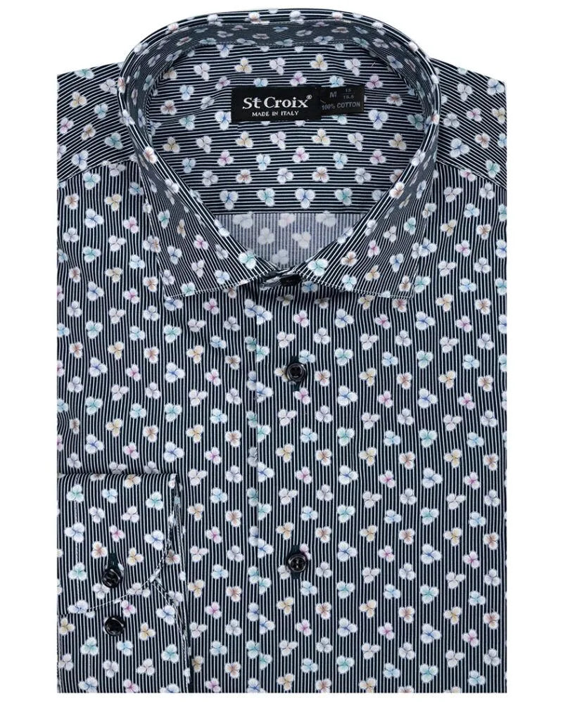 St. Croix Pinstripe Floral Shirt