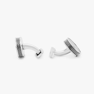 TATEOSSIAN Palladium Tablet Cufflinks with Grey Alutex