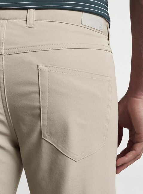 Peter Millar Men's Solid Khaki Cotton Modal Blend 5 Pocket Pants