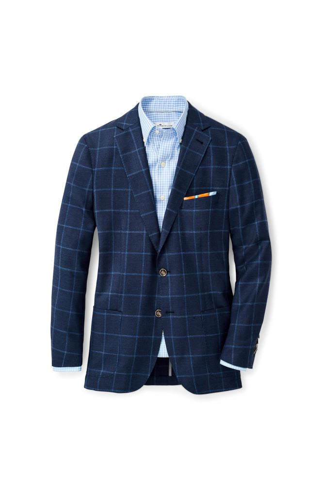 Peter Millar Windowpane Soft Jacket | Navy Blazer