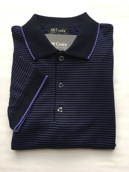 St. Croix Striped polo | Purple & Black