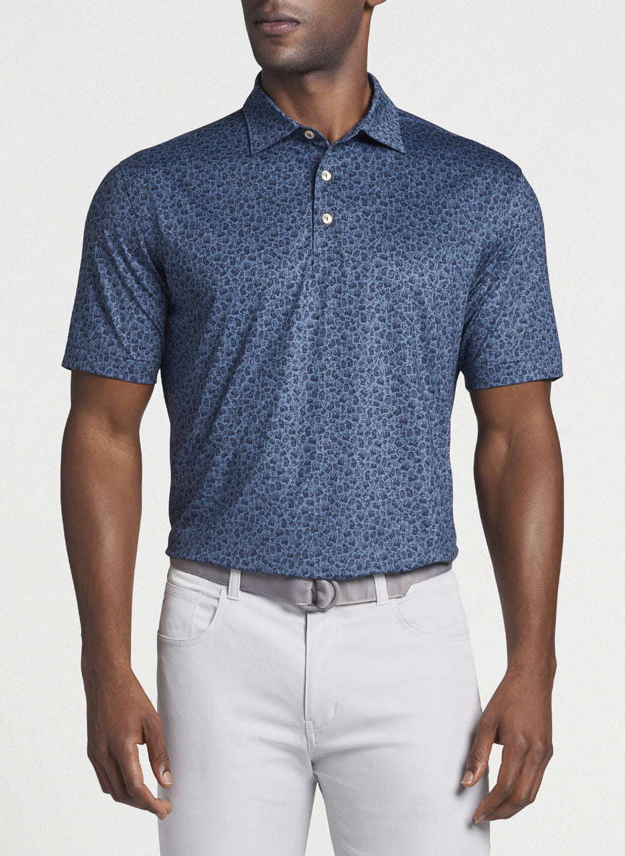 PETER MILLAR Hammered Performance Jersey Polo in Surfboard